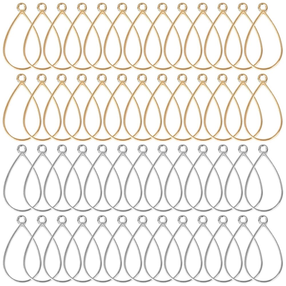 4141 60pcs Open Bezels for Resin,Open Frame Pendant Teardrop Hollow Frame